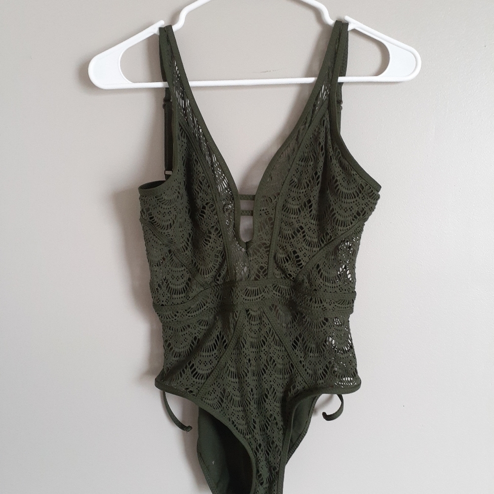 Becca Crochet Low Back Swimsuit, Small